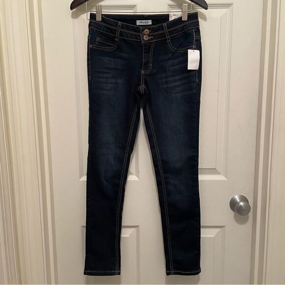 NEW Mudd Girls Dark Wash Skinny Jeans Juniors Size 14 Adjustable Waist NWT - Picture 1 of 4